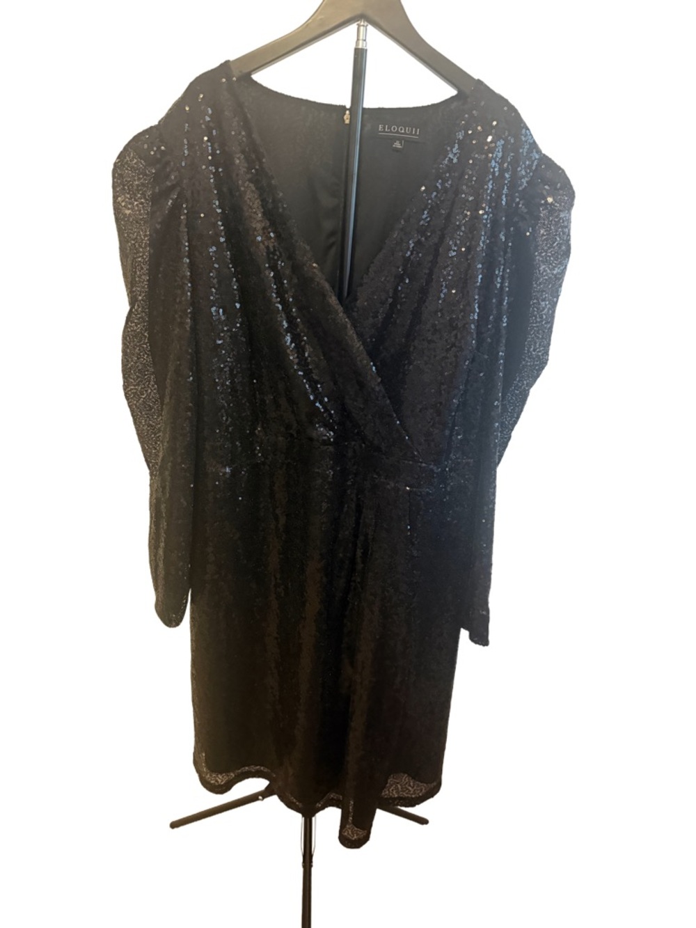 Eloquii Black Sequin V-Neck Dress